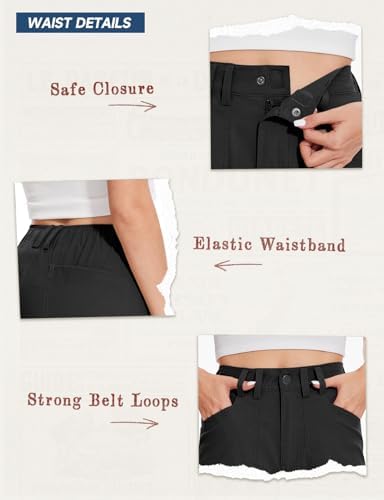 Moosehill Cargo Hiking Pants Women High Waisted Water Resistance Baggy Stretch Work Casual Travel Streetwear