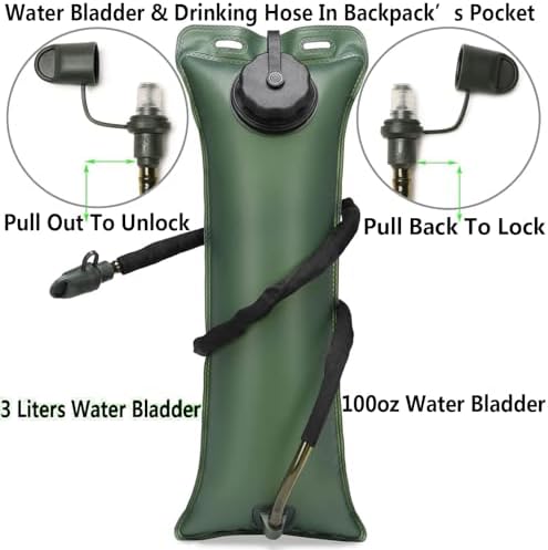 ATBP Tactical Hydration Pack 3L Water Bladder Backpack Lightweight Water Storage Reservoir Bag Daypack for Running Hiking Cycling Biking