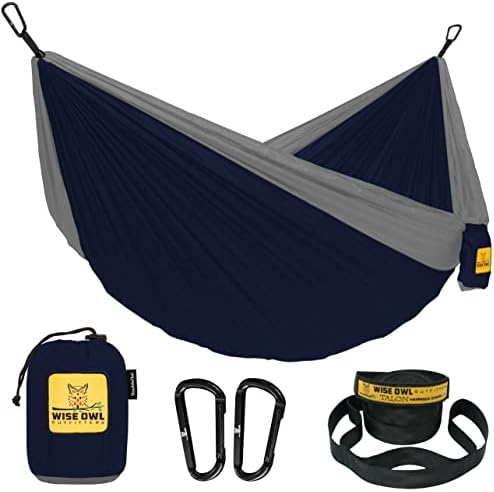 Wise Owl Outfitters Hammock for Camping Hammocks Gear for The Outdoors Backpacking Survival or Travel - Portable Lightweight Parachute Nylon - Up to 500lbs