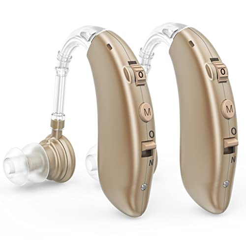 Rechargeable Hearing Aids For Seniors With Noise Cancelling and Volume Control Digital Hearing Amplifiers For Adults With Hearing Hearing Loss BTE Hearing Aids sound amplifiers for seniors