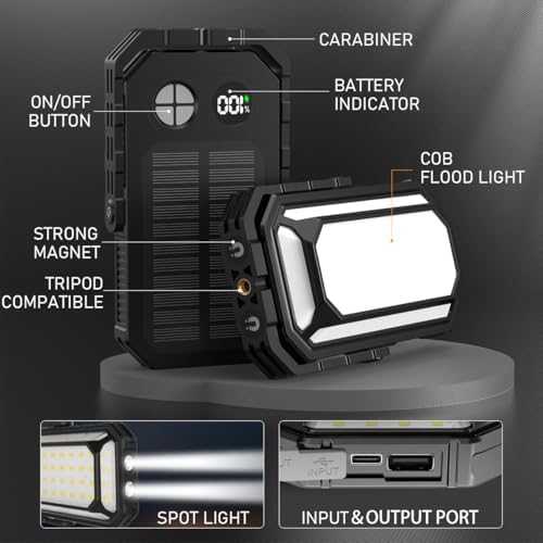 LED Camping Lantern Rechargeable, 10000mAh Portable Camping Lights up to 120+ Hours, 12 Light Modes, Dimmable, LCD Digital Display, Waterproof, Camping Essentials for Power Outages, Emergency