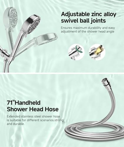 SunCleanse Filtered Shower Head with Handheld, 9-Spray Setting Detachable Showerhead with Filters, Shower Head for Hard Water - Filtered Chlorine, Improve Skin and Hair Texture, Chrome