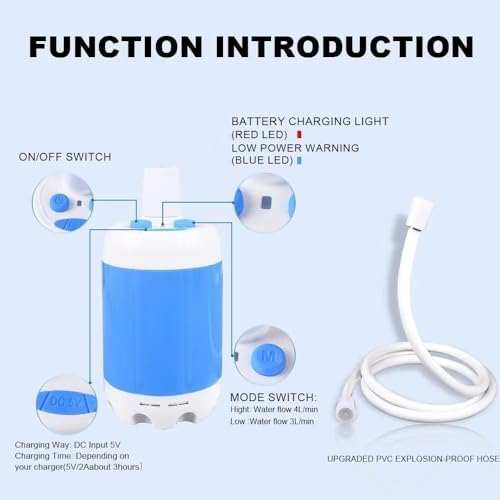 Portable Camping Shower Pump - Rechargeable Outdoor Shower Head Sprayer, Pumps Water from Bucket. Experience Refreshment Anywhere, Perfect for Camping, Hiking, Travel, Car Washing & Pet Cleaning