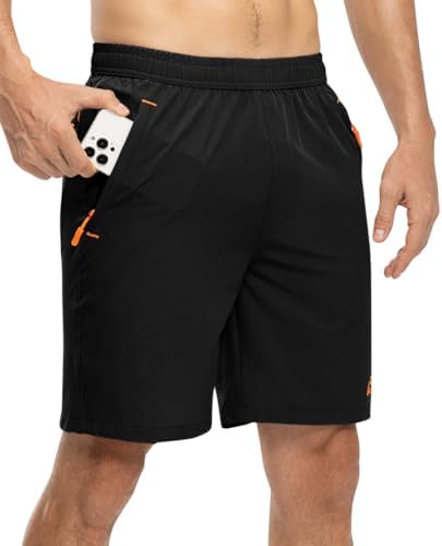 TBMPOY Men's 7" / 9" Running Hiking Shorts Quick Dry Athletic Gym Outdoor Sports Short 3 Zipper Pockets