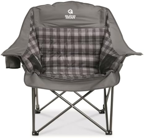 Guide Gear Oversized Extra Large Padded Camping Chair, Portable, Folding, Large Camp Lounge Beach Chairs for Outdoor, Adults, Men and Women, Heavy-Duty 400 Pound Capacity, with Cup Holder