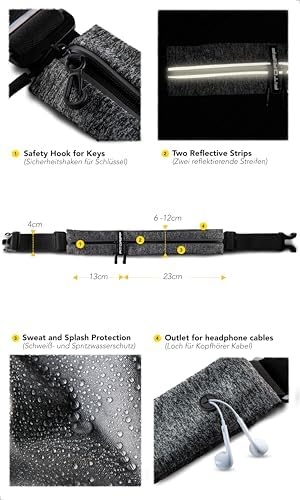 Fitgriff® Running Belt for Men & Women - Secure Jogging Pouch for Phone, Keys & Essentials - For All Cell Phones