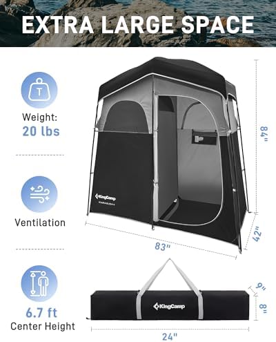KingCamp Shower Tent, Portable Privacy Tent Outdoor Camping 1/2 Room Toilet Tents with Shower Bag & Dressing Room for Travel Beach Tailgate