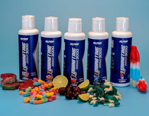 Alpha Supps - L-Carnitine 3000 mg Liquid | Stimulant-Free Amino Acid | 31 Servings (Sour Gummy Worms)