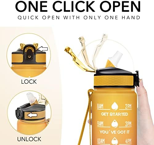 Hyeta 32 oz Water Bottles with Times to Drink and Straw, Motivational Water Bottle with Time Marker, Leakproof, Drinking Sports Water Bottle for Fitness, Gym and Outdoor