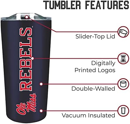Campus Colors NCAA Stainless Steel Tumbler perfect for Gameday - 18 oz - Double Walled - Keeps Drinks Perfectly Insulated (Ole Miss Rebels - Navy)