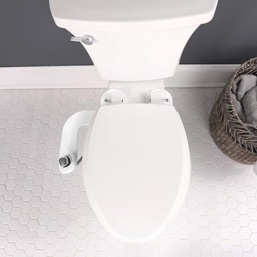 Bio Bidet SlimEdge Bidet Attachment for Toilet, Non Electric, Self Cleaning Dual Nozzles for Front and Rear Cold Water Wash, Adjustable Water Pressure, Ultra Thin Design, White