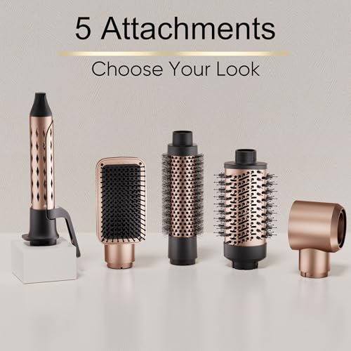 Hair Dryer Brush Set, DAILYLIFE Blow Dryer Brush with 5 Attachments, Multi Hair Styler for Salon Blowouts, Volumizing, and Straightening, Ionic Function, Frizz Free, with Glove