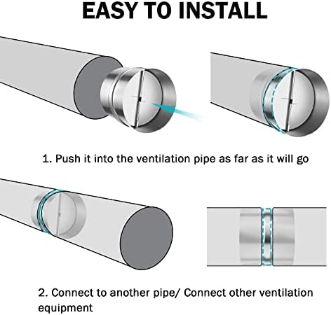 8 Inch Draft Blocker Backdraft Damper Duct Draft Stopper One-Way Airflow Ducting Insert Backflow Preventer Inline Fan Vent Deflector