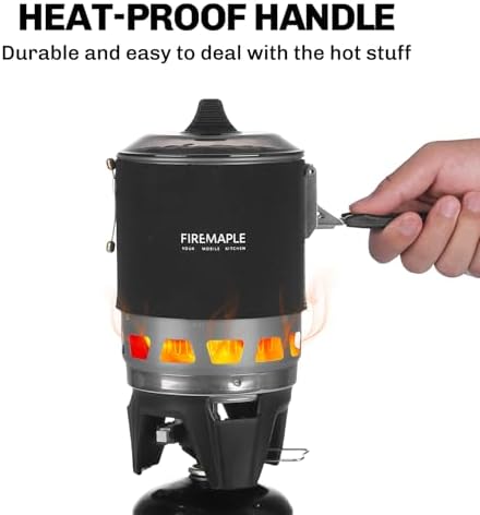 Fire-Maple "Fixed Star 3" Personal Cooking System | Pot/Jet Burner Stove System with Electric Ignition | Ideal for Hiking, Camping, Backpacking, Fishing, Hunting Trips and Emergency Use, Black