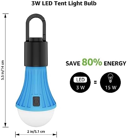 Lepro LED Rechargeable Camping Lantern, 7 White and RGB Light Modes, Camping Essentials, Hanging Light Bulbs with Clip Hook for Camping, Christmas, Decorations, Emergency, USB Cable Included, 2 Packs