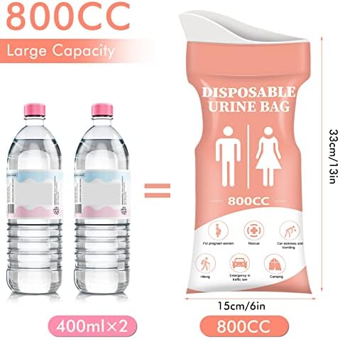 DIBBATU Disposable Urine Bag, 12/24 PCS Pee Bags for Travel for Women/Men, 800ML Emergency Portable Urinal Bag and Vomit Bags, Unisex Urinal Bag for Camping, Traffic Jams, Pregnant, Patient, Kids