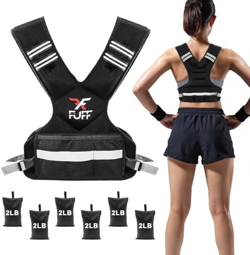 Adjustable Weighted Vest for Women & Men,4-10lb/11-20lb/20-32lb Vest with 6 Ironsand Weights for Strength Training,Weight Vest with Reflective Strip for Running Walking Exercise Workout
