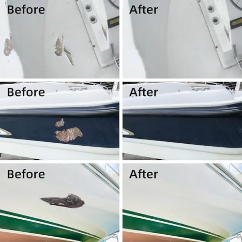 Globalcom Fiberglass Boat Repair Kit, Gel Coat Repair Kit for Boats, Marine Fiberglass Repair Kit for Boats, Epoxy Filler for Boats, Fiberglass Repair Kit Fix Holes Chips Pit Cracks (Color Match)