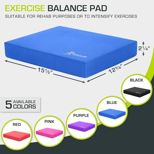 ProsourceFit Exercise Balance Pad – Non-Slip Cushioned Foam Mat & Knee Pad for Fitness and Stability Training, Yoga, Physical Therapy 15.5”x12.75”, Red