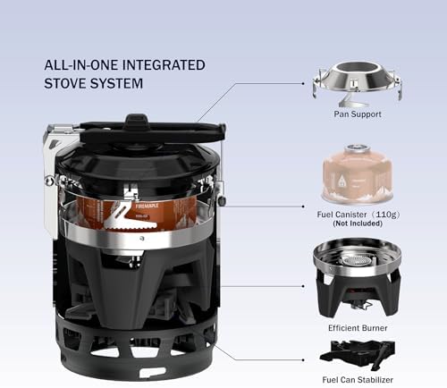 Fire-Maple "Fixed Star 3" Personal Cooking System | Pot/Jet Burner Stove System with Electric Ignition | Ideal for Hiking, Camping, Backpacking, Fishing, Hunting Trips and Emergency Use, Black