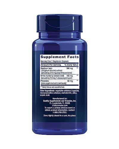 Life Extension Tri Sugar Shield - Promote Healthy Glucose Metabolism - Sorghum Bran, White Mulberry and Phloridzin Apple Extract - Gluten Free, Non-GOM, Vegetarian - 60 Capsules