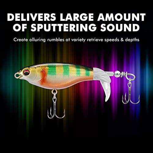 TRUSCEND PoPobait Plopper with BKK Hooks, Top Water Fishing Lures for Bass Walleye Pike Catfish Musky Perch, Floating Lure for Freshwater or Saltwater, Amazing Teasers Fishing Gifts for Family Fishing