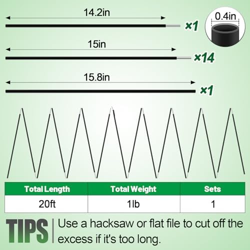 Aluminum Tent Poles Replacement - Pre-Assembled Tent Poles, Fits Both Female and Male Ends - Lightweight Tent Pole Repair Kit for Hiking Camping Backpacking Tent, 20FT