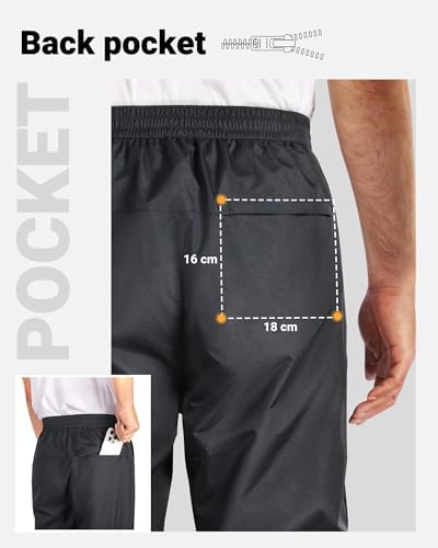 33,000ft Men's Full Zip Rain Pants Waterproof Lightweight for Hiking,Fishing,Golf
