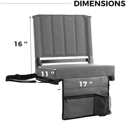 SPORT BEATS Stadium Seats with Back Support Bleacher Chairs with Back and Cushion Thick Padded Bleacher Seats Includes Shoulder Strap