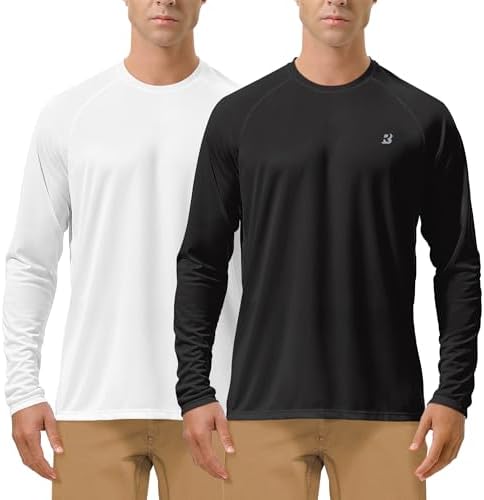 Roadbox Mens UPF 50+ UV Sun Protection Shirts Outdoor Long Sleeve SPF Rash Guard for Fishing Hiking Swimming Running