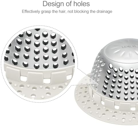 LEKEYE Shower Drain Hair Catcher/Shower Drain Cover/Drain Protector for Pop-Up & Regular Drains(Light Gray)