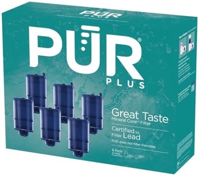PUR PLUS Mineral Core Faucet Mount Water Filter Replacement (6 Pack) – Compatible With All PUR Faucet Filtration Systems