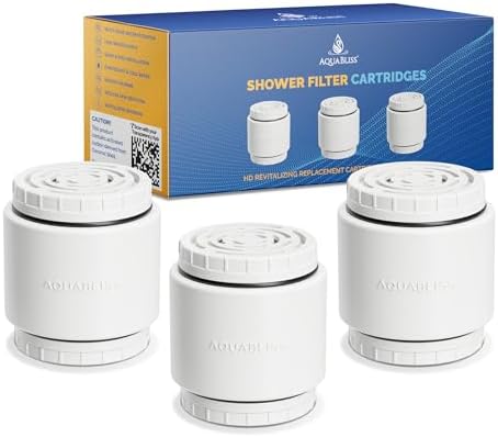 AquaBliss HD Revitalizing Shower Filter Replacement Cartridge For SF400 & SF500-2x Vitamin C + Minerals for Silky Hair, Glowing Skin, Strong Nails. 3-Pack (SFC400)