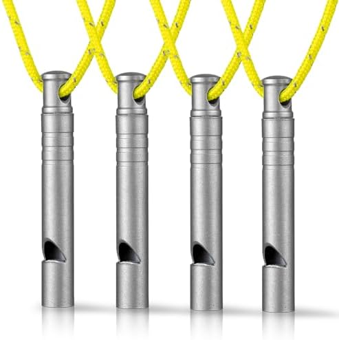TISUR Titanium Emergency Whistle,120db Safety Whistle with Lanyard,Outdoor Survival Small Whistle for Life Saving,Hiking,Pets Training,Coach Sports