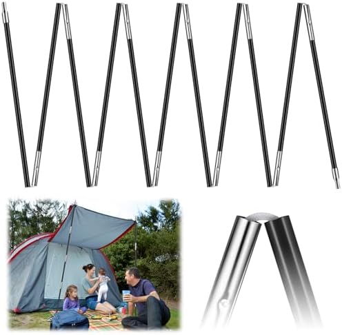 Fiberglass Tent Poles Replacement Pre Assembled Black Tent Poles Camping Rod Parts for Hiking Outdoor Camping Backpacking