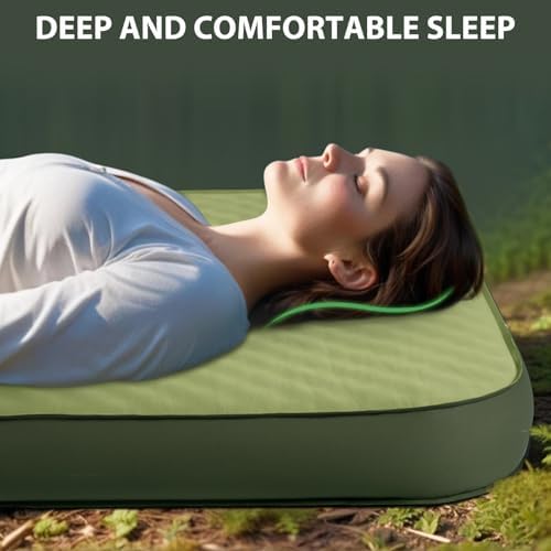 Self Inflating Camping Sleeping Pad, 4" Memory Foam Camping Pad Self Inflating Camping Mattress Sleeping Pad Camping Mat for Camping(Green)