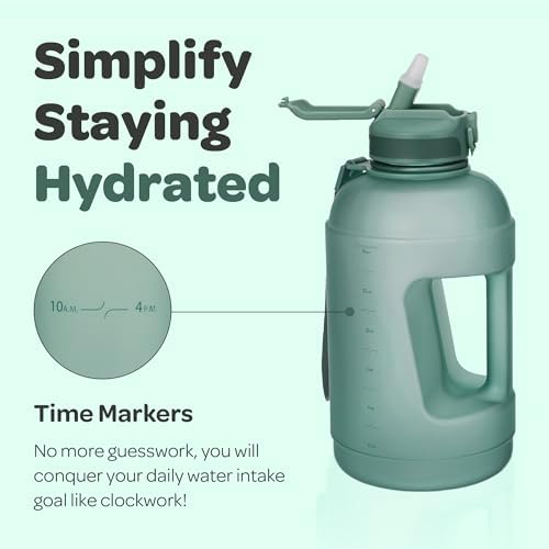 Hydracy Water Bottle with Time Marker -Large BPA Free Water Bottle & No Sweat Sleeve -Leak Proof Gym Bottle with Fruit Infuser Strainer & Times to Drink -Ideal for Fitness Sports & Outdoors