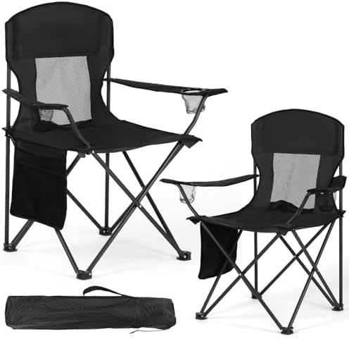 2 Pack Lightweight Camping Chairs, 300LBS Heavy-Duty Portable Folding Chairs with Carry Bag, Compact Design for Camping, Beach, Picnics, and Outdoor Event
