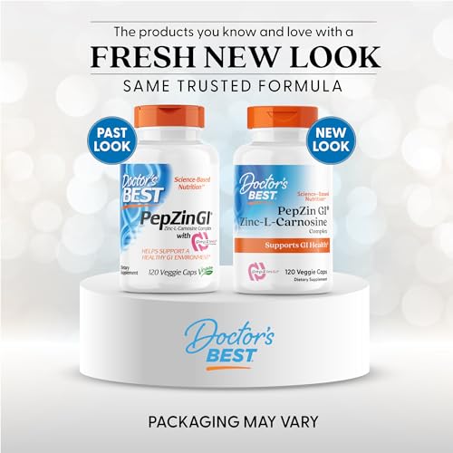 Doctor's Best PepZin GI, Zinc-L-Carnosine Complex, Non-GMO, Vegan, Gluten Free, Soy Free, Digestive Support, 120 Veggie Caps