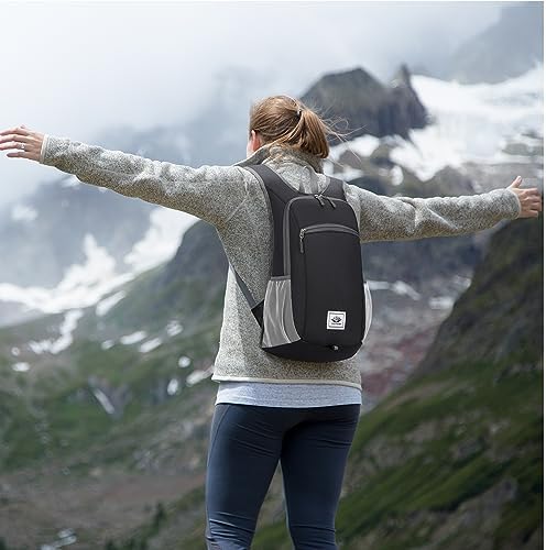 Esup 15L Lightweight Hiking Backpack Foldable Small Travel Backpack Packable Camping Backpack for Women Men (Black)