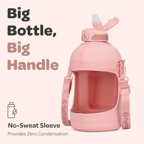 Hydracy Water Bottle with Time Marker -Large BPA Free Water Bottle & No Sweat Sleeve -Leak Proof Gym Bottle with Fruit Infuser Strainer & Times to Drink -Ideal for Fitness Sports & Outdoors