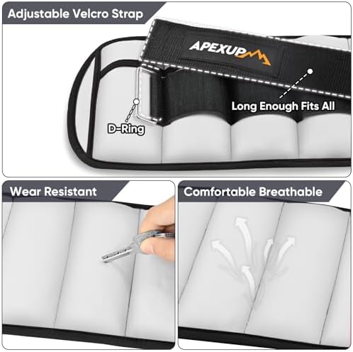 APEXUP 10lbs/Pair Adjustable Ankle Weights for Women and Men, Modularized Leg Weight Straps for Yoga, Walking, Running, Aerobics, Gym