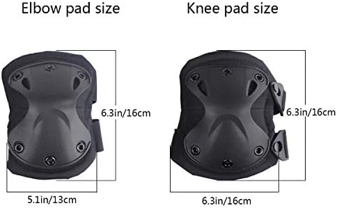 AOUTACC Tactical Combat Knee & Elbow Protective Pads Set for Outdoor CS Paintball Game Cycling Safety Skateboarding Gear Skates Knee Protection Guard Pads