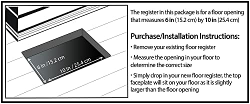 Decor Grates STH610 Classic Collection Floor Register, 6x10 Inches, Textured Black