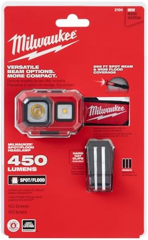 Milwaukee 2104 Spot Flood 450 Lumens Adjustable Hard Hat Headlamp Light