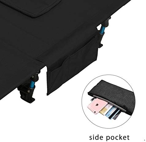 MOON LENCE Folding Camping Cot Outdoor Camping Bed Portable with Carry Bag Camp Cots for Adults for Hiking Backpacking Car Camping Outdoor&Indoor&Beach Use (black1)