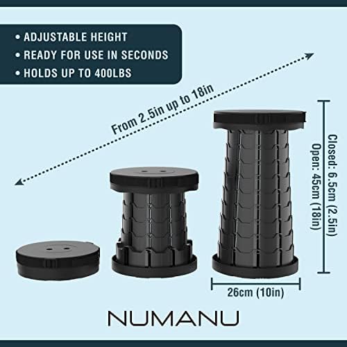 Collapsible Stool 2-Pack & Carry Bag + Clips - Upgraded Portable Folding Stool, Height Adjustable, Lightweight, Retractable Telescoping Camping Seat Travel Chair, Foldable Footrest - Max 400lbs