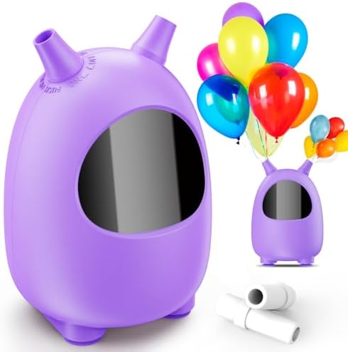 Electric Balloon Pump, Portable Dual Nozzle Electric Balloon Blower Pump, Electric Balloon Inflator for Decoration, Party Wedding Graduation (110V 600W) (Purple)