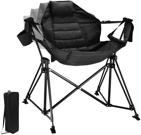 Hammock Camping Chair Folding 350lbs Foldable Portable Rocking Chairs for Adults Outside Swinging Camp with Stand Lawn Garden Hanging Outdoor