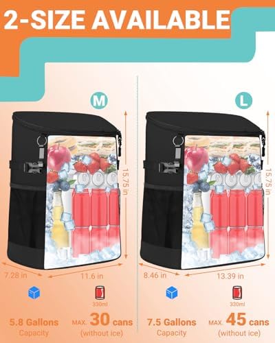 Soft Cooler Backpack 30 Cans/45 Cans, Backpack Coolers Insulated Leak Proof Thermal Lunch Backpack for Men Work Small Cooler Bag Beach Travel Picnic Drink Beverage Beer